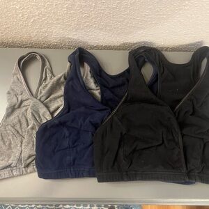 Lot of 3 Racerback Nursing Bras - Black, Navy, Heather Gray